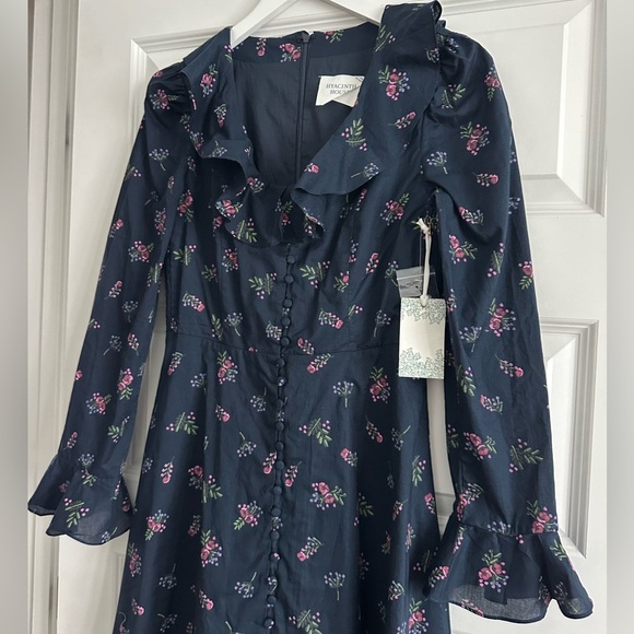 HYACINTH HOUSE Navy Floral Ruffle Neck Norah Mini Dress NWT - Picture 7 of 15